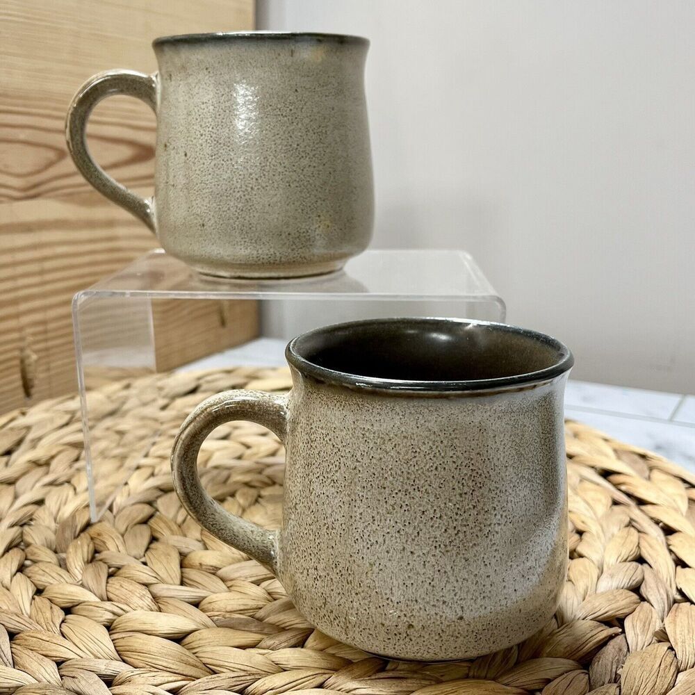 Coffee Mugs/Cups Genuine Stoneware Vintage Gray Speckled Set Of 2 1980s’